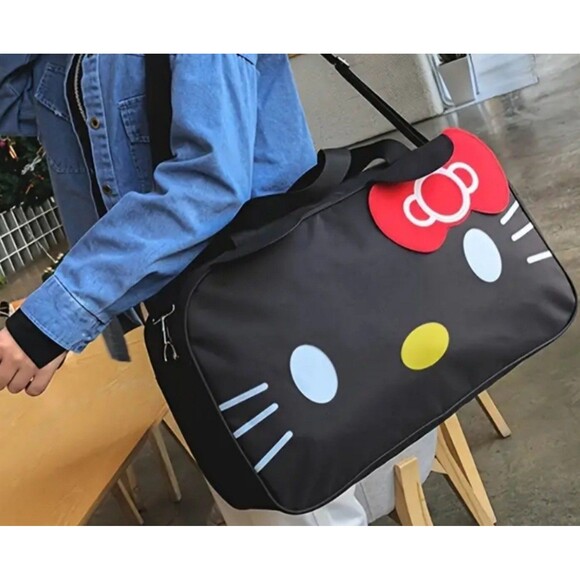 Large hello kitty black tote bag - weekender, overnight bag, sanrio - Picture 2 of 2